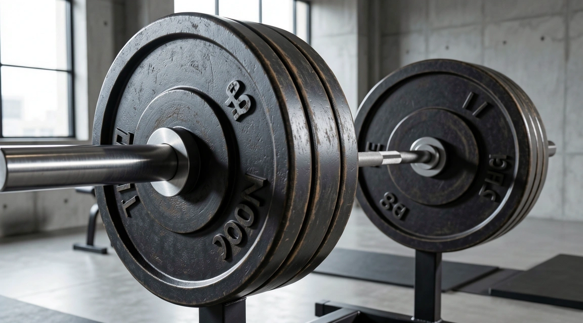 Schwere Hantelscheiben in einem Trainingsraum