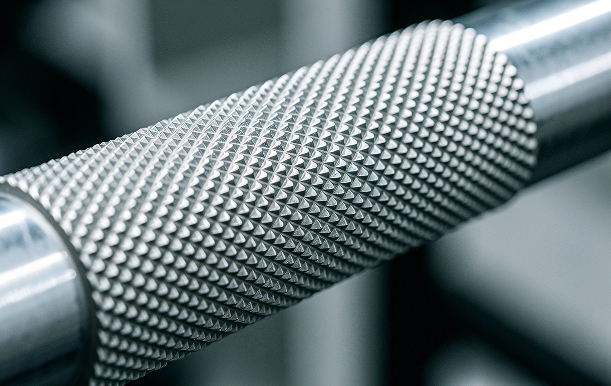 Detailaufnahme einer Langhanteloberfläche